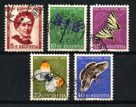 1951 - LOTTO/22288 - SVIZZERA - PRO JUVENTUTE 5v. - USATI