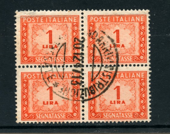1947 - LOTTO/4807 - REPUBBLICA - 1 LIRA SEGNATASSE - QUARTINA USATA