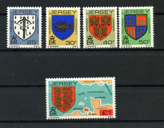 1982 - JERSEY - STEMMI ALTI VALORI 5v. - NUOVI - LOTTO/32506