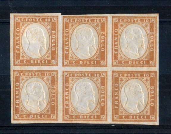 1861 - LOTTO/REG2BLN - REGNO - 10c. TERRA D'OMBRA - BLOCCO NUOVO