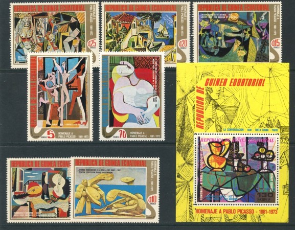 1973 - GUINEA EQUATORIALE - PABLO PICASSO 7V.+1 FOGLIETTO - LOTTO/27825