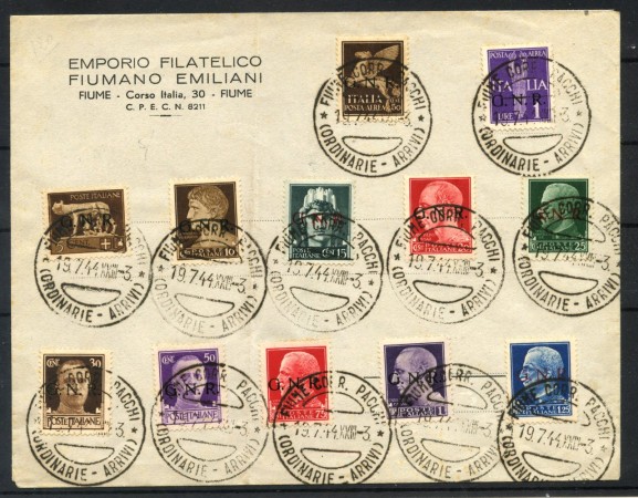 1944 - REPUBBLICA SOCIALE - LOTTO/40174 - SOPRASTAMPATI GNR SU BUSTA DA FIUME