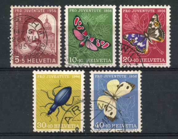 1956 - LOTTO/22291 - SVIZZERA - PRO JUVENTUTE 5v. - USATI
