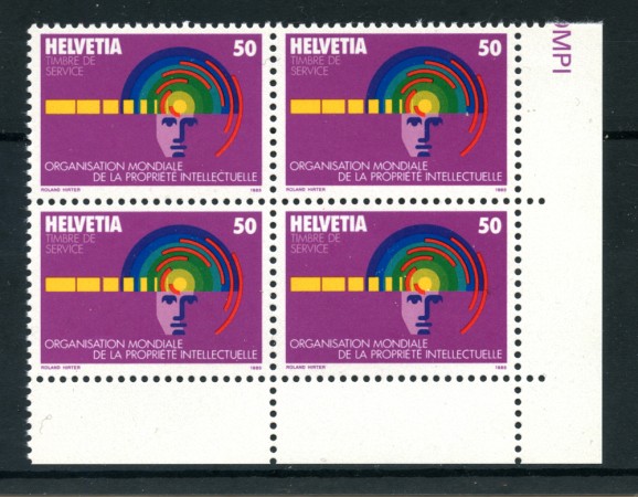 1985 - LOTTO/24548 - SVIZZERA - SERVIZIO - 50c. OMPI -  QUARTINA NUOVI