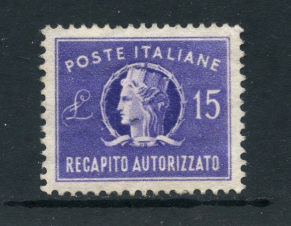 1949 - REPUBBLICA - 15 LIRE RECAPITO AUTORIZZATO - CON  TRACCIA LINGUELLA - LOTTO/25340