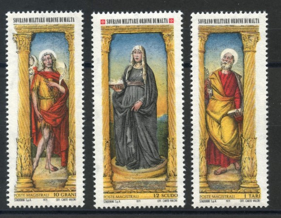 1971 - SOVRANO MILITARE DI MALTA - NATALE TRITTICO DI LIBERALE DA VERONA 3v. NUOVI - LOTTO/32239