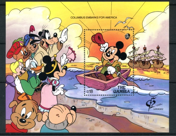 1992 - GAMBIA - LOTTO/19740 - TOPOLINO SCOPERTA AMERICA - FOGLIETTO