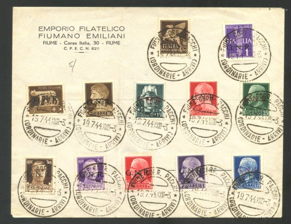 1944 - REPUBBLICA SOCIALE LOTTO/39741 - BUSTA  ANNULLATA FIUME  19/7/44