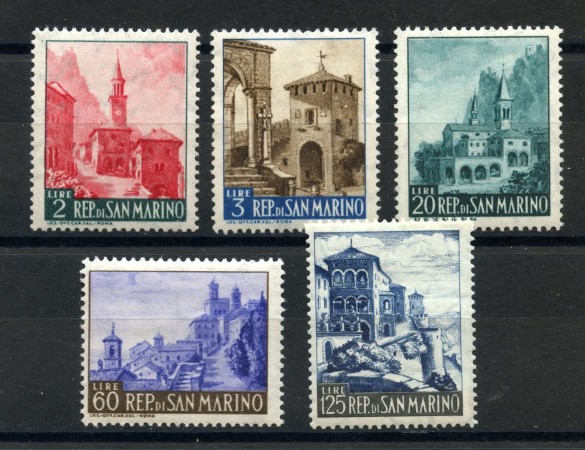 1957 - SAN MARINO - VEDUTE  5v. - NUOVI - LOTTO/36700