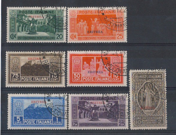 1929 - LOTTO/ERIT151CPU - ERITREA -  MONTECASSINO 7v.- USATI