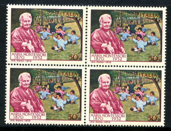 1970 - LOTTO/6528Q - REPUBBLICA - MARIA MONTESSORI  QUARTINA NUOVI
