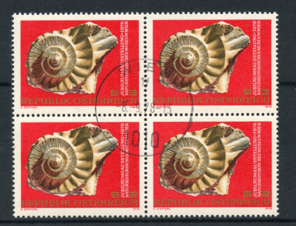 1976 - LOTTO/16385QU - AUSTRIA - MUSEO FOSSILI - QUARTINA USATA