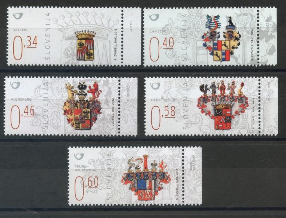 2014 - SLOVENIA - STEMMI NOBILIARI  5v. - NUOVI - LOTTO/34582