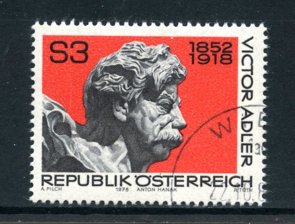 1978 - AUSTRIA - VICTOR  ADLER - USATO - LOTTO/28122