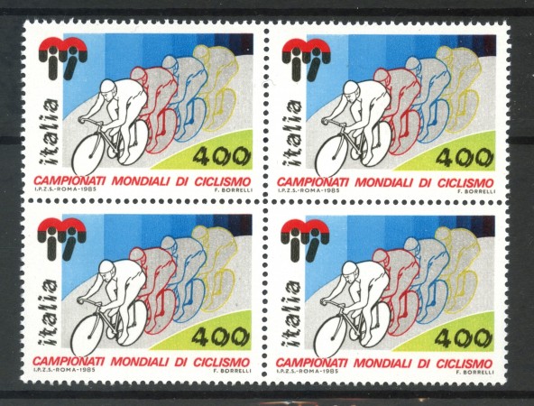 1985 - LOTTO/6837Q - REPUBBLICA - MONDIALI DI CICLISMO - QUARTINA NUOVI