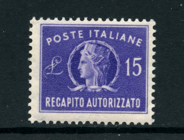 1949 - LOTTO/24581 - REPUBBLICA - 15 LIRE  RECAPITO AUTORIZZATO - NUOVO