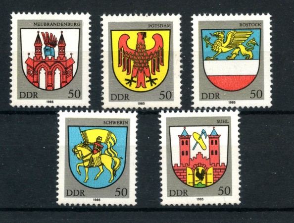 1985 - GERMANIA DDR - STEMMI DI CITTA' 5v. - NUOVI - LOTTO/36636