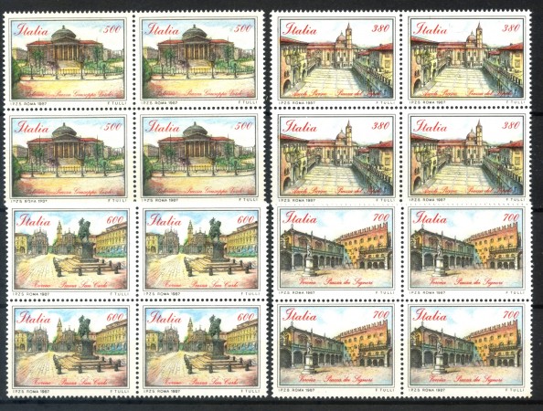 1987 - LOTTO/6879Q - REPUBBLICA - PIAZZE 1° SERIE 4v. - QUARTINE NUOVI