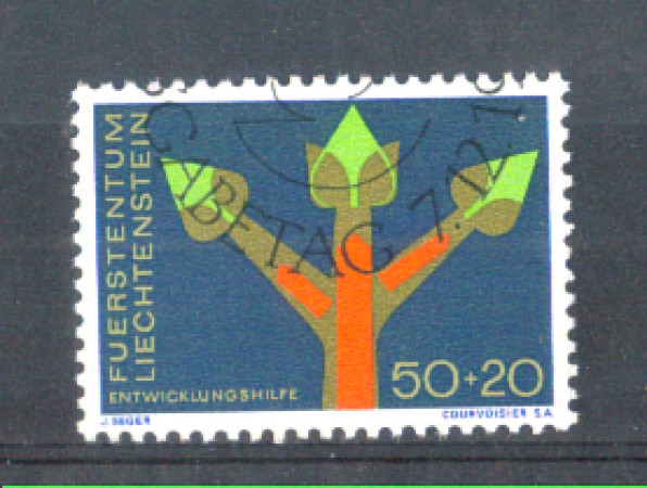 1967 - LOTTO/LIE433N - LIECHTENSTEIN - 50+20r. ASSISTENZA ONU  USATO