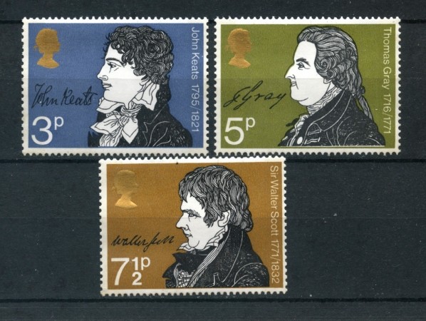 1971 - GRAN BRETAGNA - ANNIVERSARI LETTERARI 3v. - NUOVI - LOTTO/26325