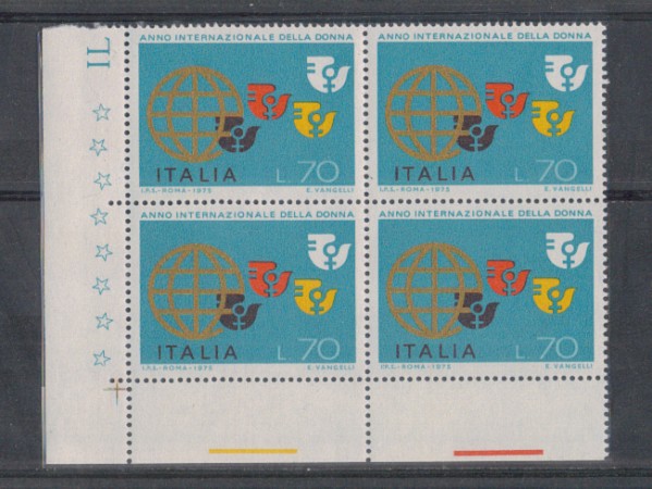 1975 - LOTTO/6625Q - REPUBBLICA - ANNO DELLA DONNA - QUARTINA