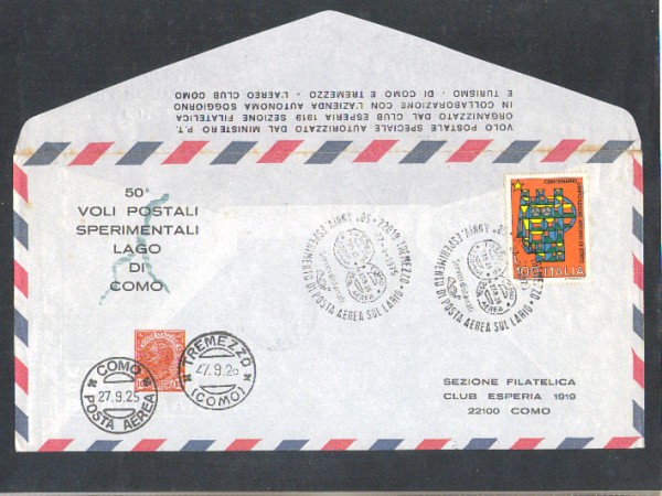 ITALIA - 1975 - LBF/3253 - 50° VOLI SPERIMENTALI SUL LAGO DI COMO