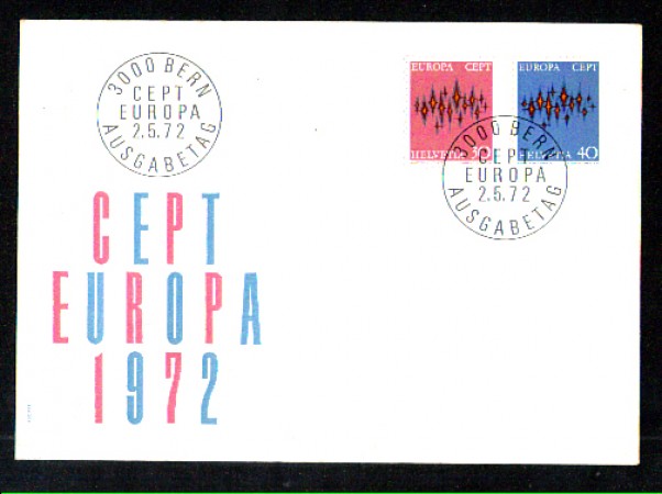 1972 - LOTTO/SVI900FDC - SVIZZERA - EUROPA 2v. - BUSTA FDC