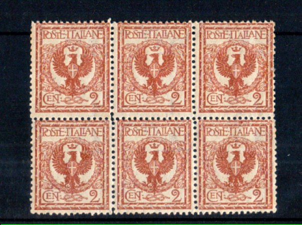 1901 - LOTTO/11281 - REGNO - 2c. ROSSO BRUNO - BLOCCO NUOVO