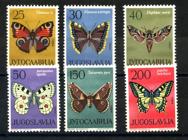 1964 - JUGOSLAVIA - FARFALLE 6 v. - LINGUELLATI - LOTTO/33852