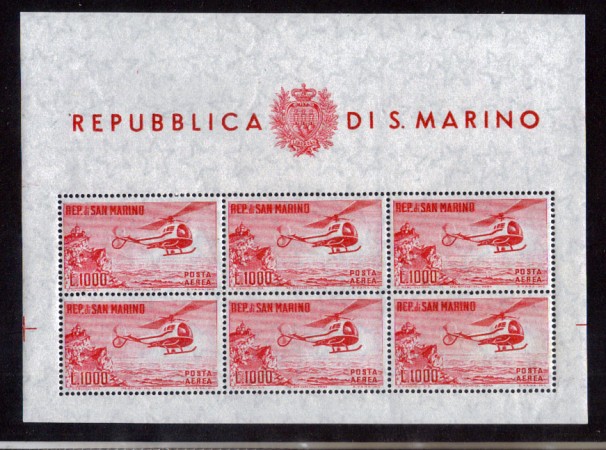 1961 - LOTTO/2646FN - SAN MARINO - POSTA AEREA 1000 LIRE ELICOTTERO - FOGLIETTO