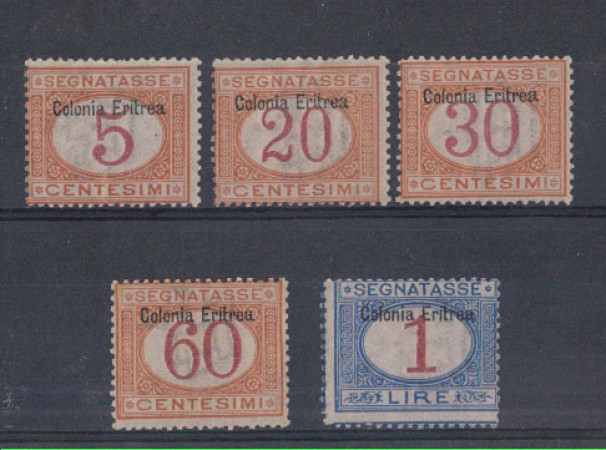 ERITREA - 1903 - LOTTO/3386 -  SEGNATASSE 5v. T/L