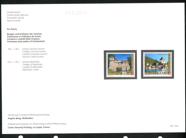 2017 - SVIZZERA - LOTTO /39703F - PRO PATRIA 2v. - NUOVO FOLDER