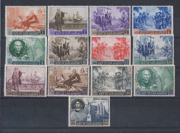 1952 - LOTTO/5660 - S. MARINO - NASCITA DI COLOMBO 13v.