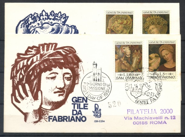 1973 - SAN MARINO - GENTILE DA FABRIANO - 2 FDC - LOTTO/7948Z