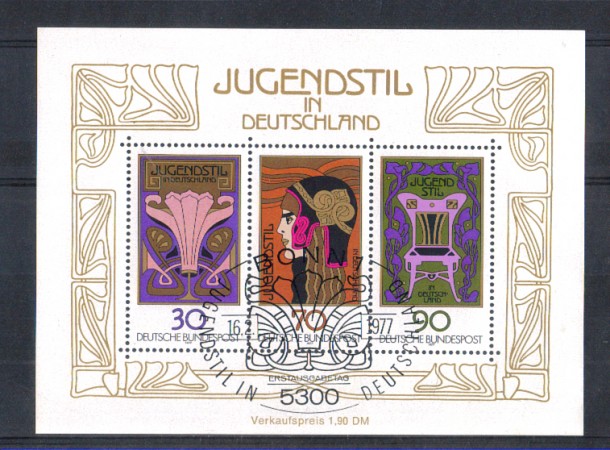 1977 - LOTTO/GFBF13UF - GERMANIA - STILE LIBERTY FOGLIETTO - ANNULLO FDC