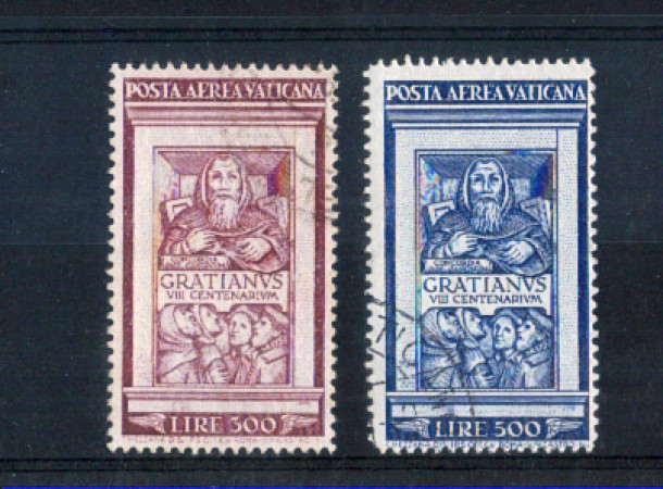 1951 - LOTTO/10619U - VATICANO - POSTA AEREA  MONACO  GRAZIANO 2v. - USATI