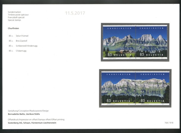 2017 - SVIZZERA - LOTTO /39705F - CATENA DEL CHURFIRSTEN 4v. - NUOVO FOLDER