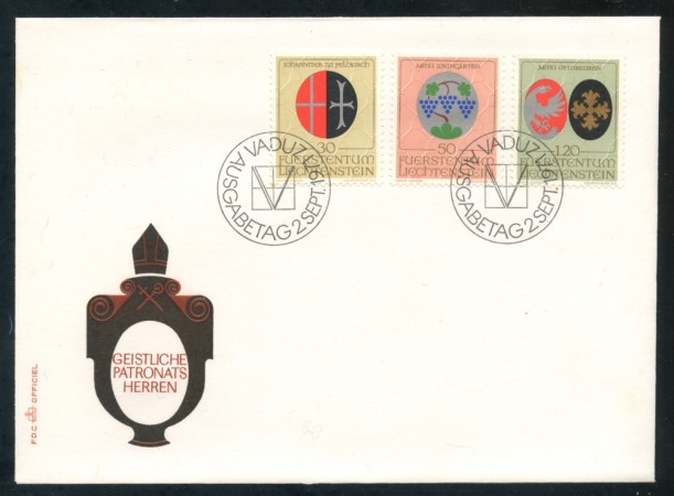 1971 - LIECHTENSTEIN - STEMMI DEI PATRONI - BUSTA FDC - LOTTO/25789