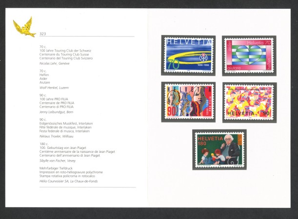 1996 - SVIZZERA - LOTTO/43488F - PROPAGANDA 5v . NUOVI - FOLDER