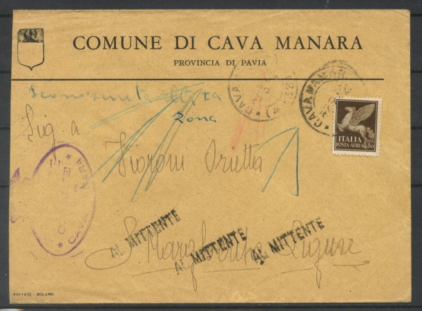 1944 - REPUBBLICA SOCIALE - LOTTO/42751 - BUSTA DA CAVA MANARA A S.MARGHERITA LIGURE