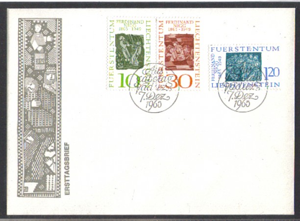 1965 - LBF/4115 - LIECHTENSTEIN - PITTORE  FERDINAND NIGG - BUSTA FDC