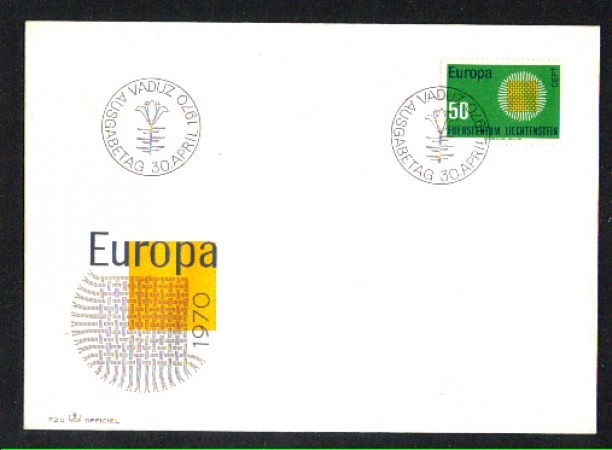 1970 - LOTTO/LIE477FDC - LIECHTENSTEIN - EUROPA - BUSTA FDC