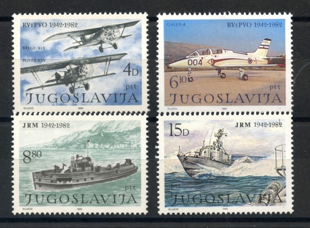 1982 - JUGOSLAVIA - LOTTO/38272 - FORZE AEREE E MARITTIME 4v. - NUOVI