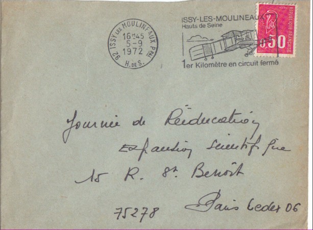 FRANCIA - 1972 - LBF/3225 - ANNULLO A TARGHETTA BIPLANO