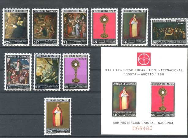 1968 - COLOMBIA - LOTTO/41237 -  CONGRESSO EUCARISTICO 10v. + BF - NUOVI