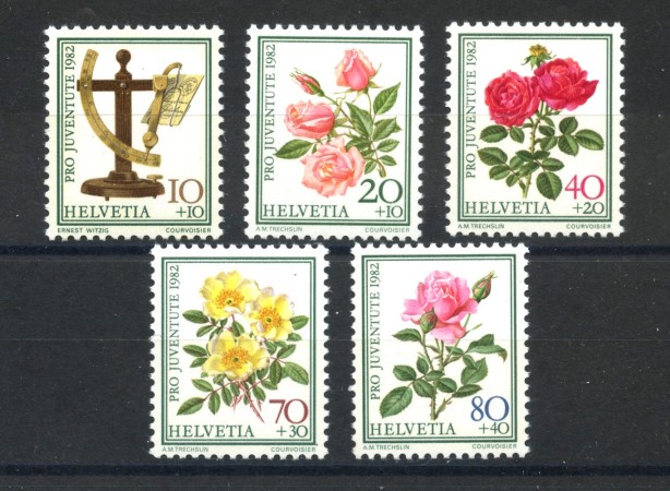 1982 - LOTTO/39463 - SVIZZERA - PRO JUVENTUTE ROSE 5v. - NUOVI