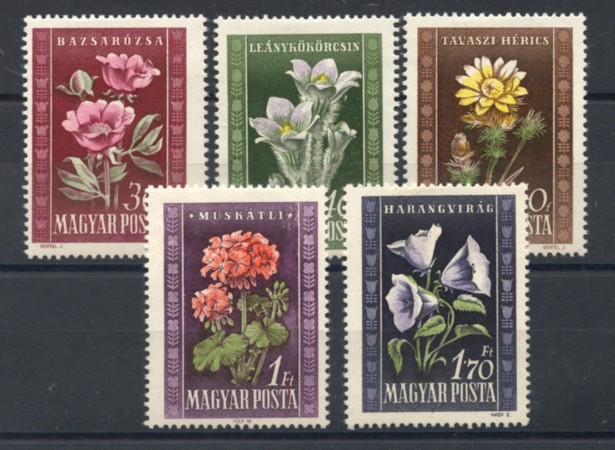 1950 - LOTTO/13839 - UNGHERIA - FIORI 5v. - LING.