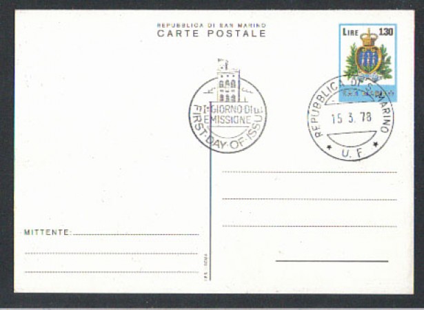 1978 - LOTTO/2435 - S.MARINO - CARTOLINA POSTALE ORDINARIA 130 L