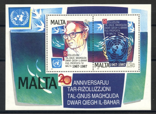 1987 - MALTA - DIRITTI DEL MARE - FOGLIETTO - NUOVO - LOTTO/35995