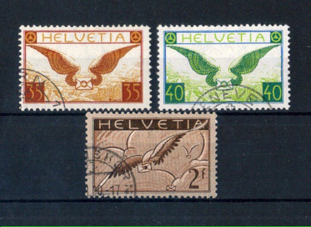 1929 - LBF/2835B  - SVIZZERA - POSTA AEREA 3v. USATI